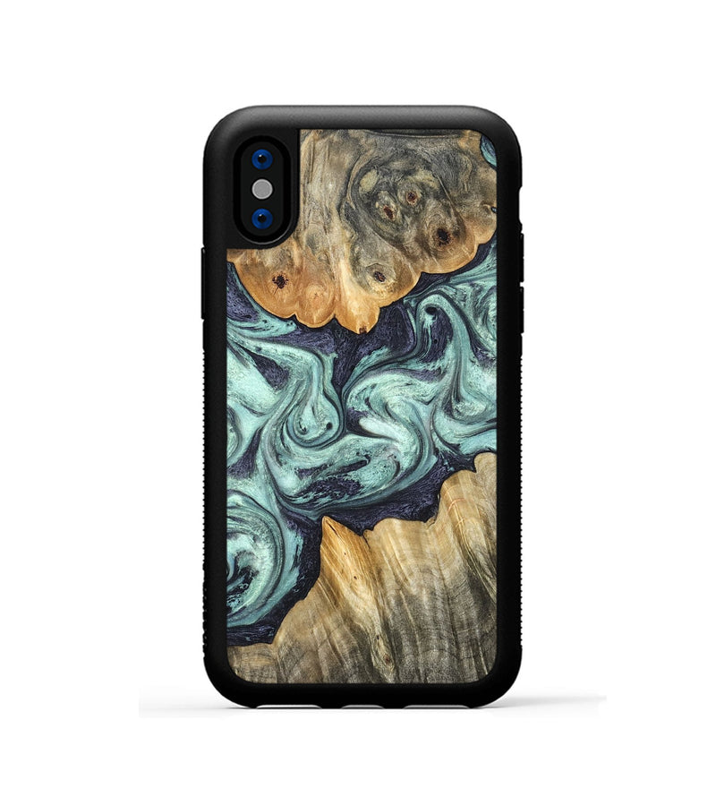 iPhone Xs Wood Phone Case - Mya (Green, 823447)
