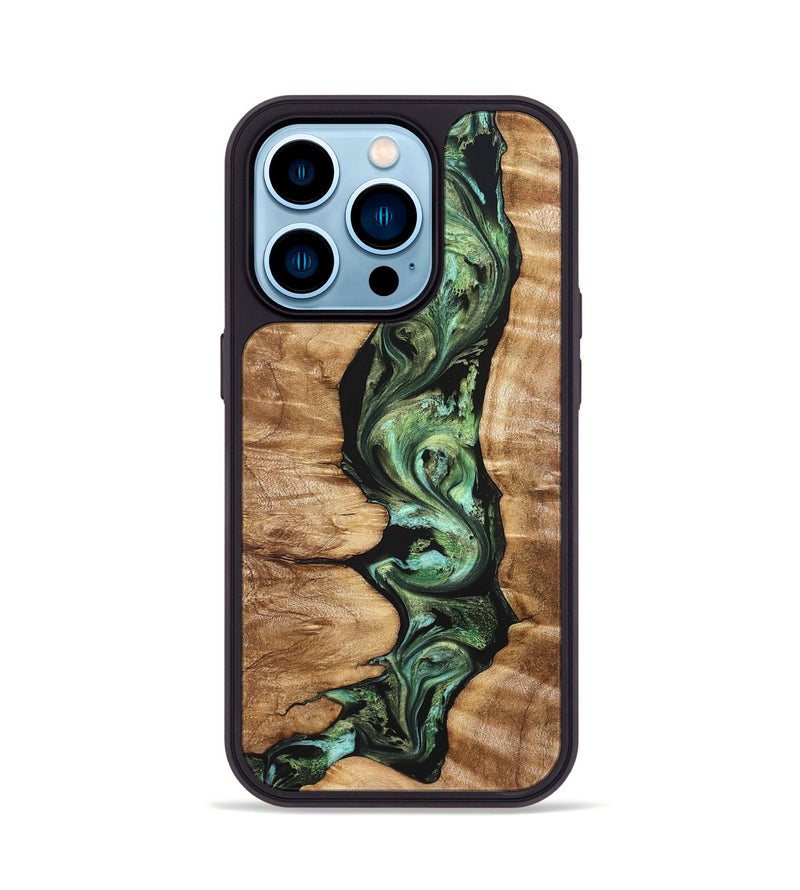 iPhone 14 Pro Wood Phone Case - Ara (Green, 823448)