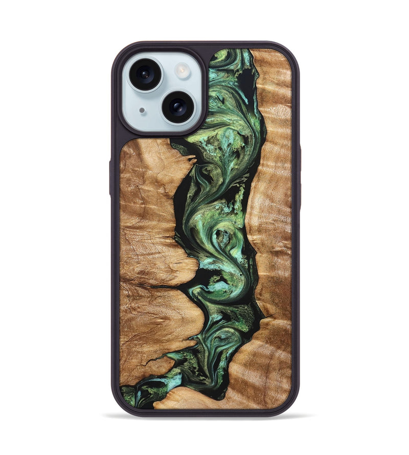 iPhone 15 Wood Phone Case - Ara (Green, 823448)