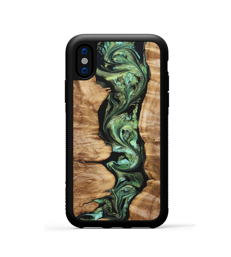 iPhone Xs Wood Phone Case - Ara (Green, 823448)