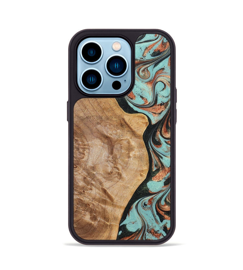 iPhone 14 Pro Wood Phone Case - Allyssa (Green, 823449)