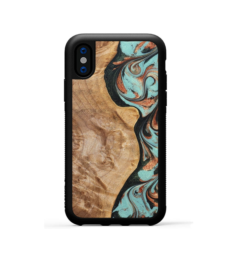 iPhone Xs Wood Phone Case - Allyssa (Green, 823449)