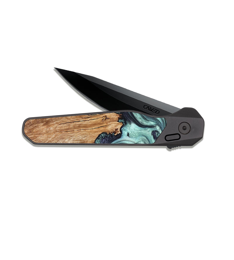 EDC Dark Slate Wood Pocket Knife - Heather (Green, 823450)