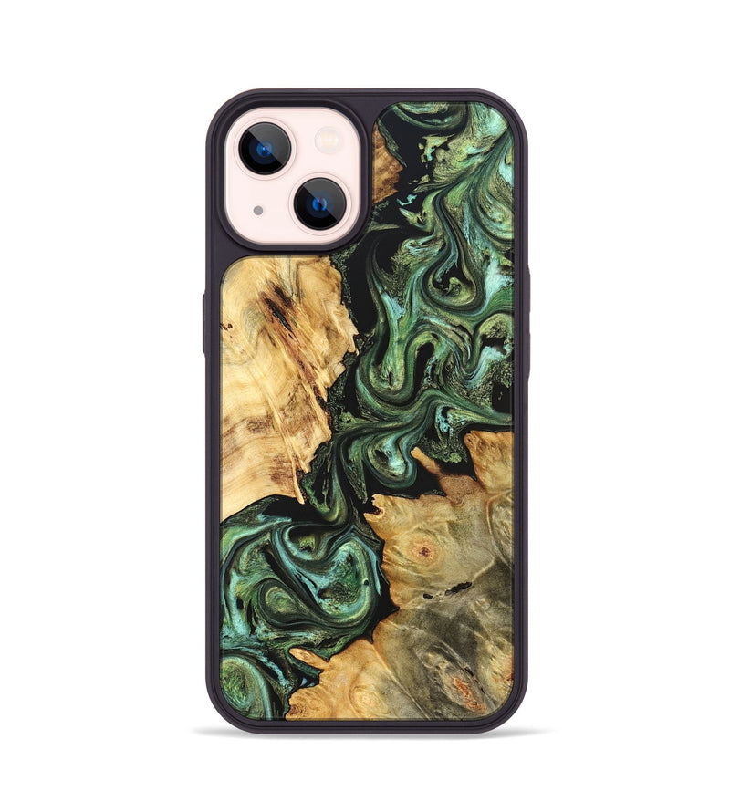 iPhone 14 Wood Phone Case - Shanta (Green, 823451)