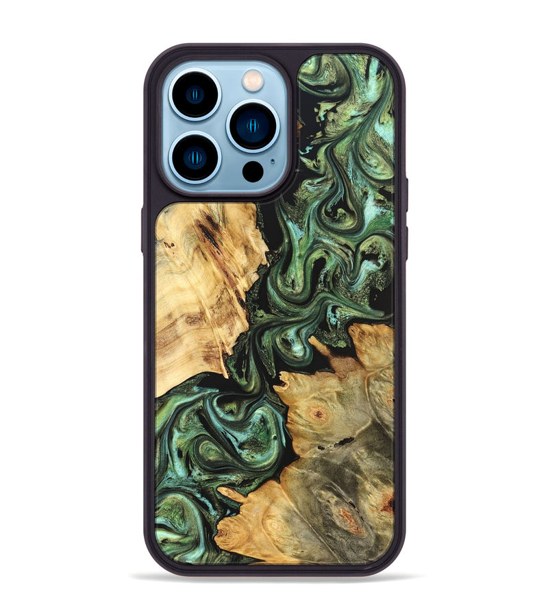 iPhone 14 Pro Max Wood Phone Case - Shanta (Green, 823451)