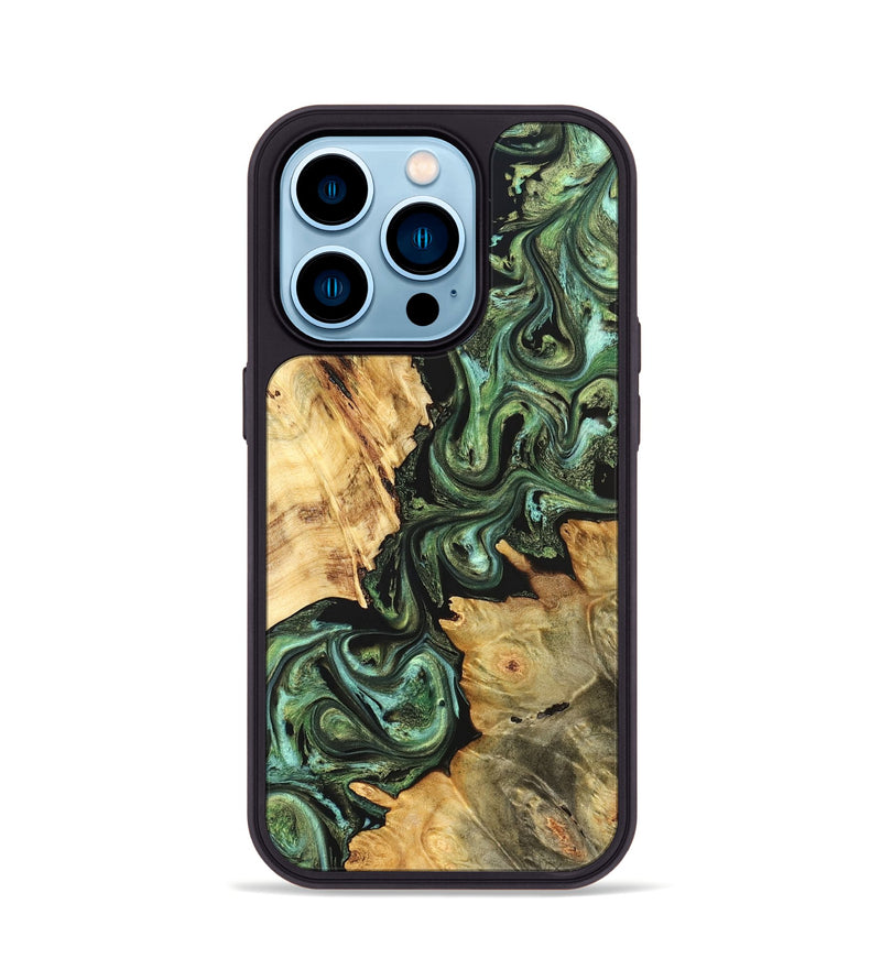 iPhone 14 Pro Wood Phone Case - Shanta (Green, 823451)