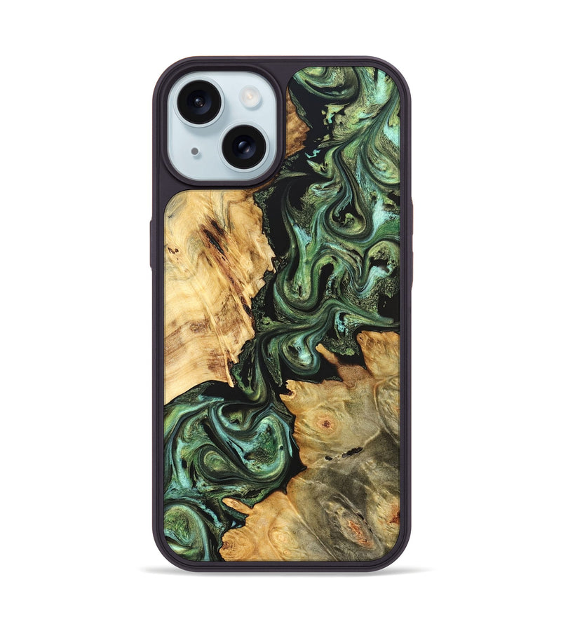 iPhone 15 Wood Phone Case - Shanta (Green, 823451)