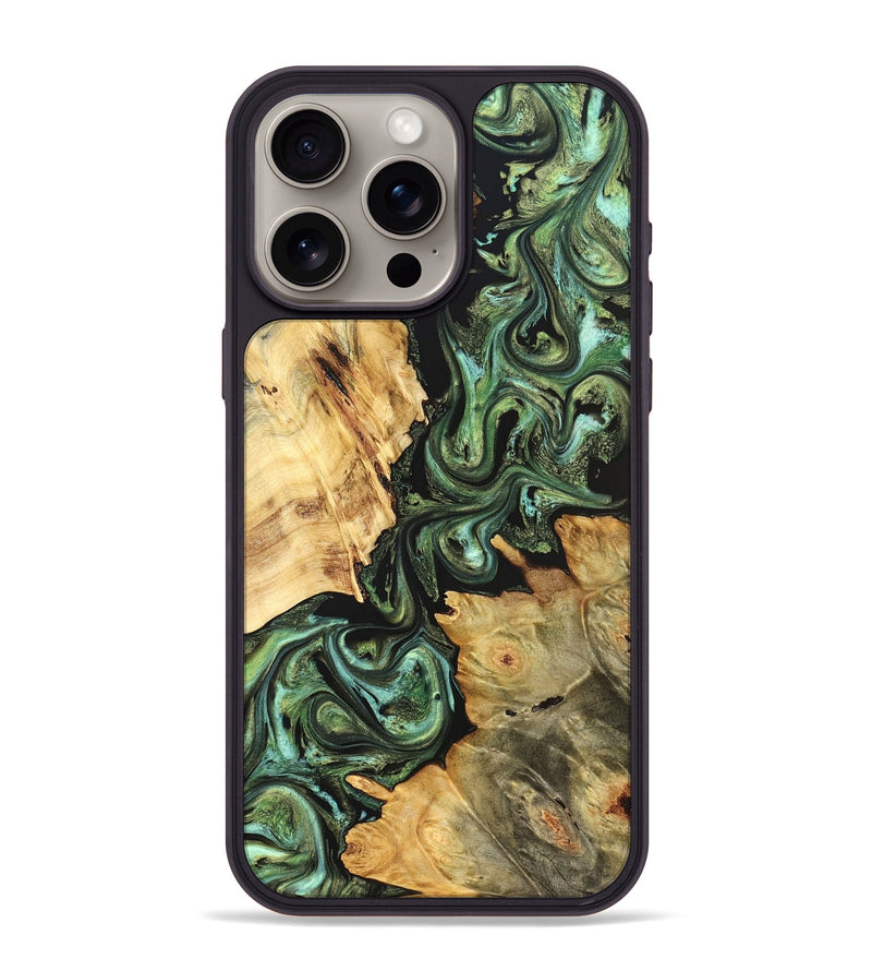 iPhone 15 Pro Max Wood Phone Case - Shanta (Green, 823451)