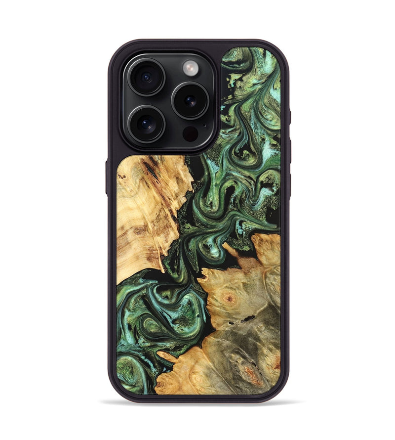 iPhone 15 Pro Wood Phone Case - Shanta (Green, 823451)