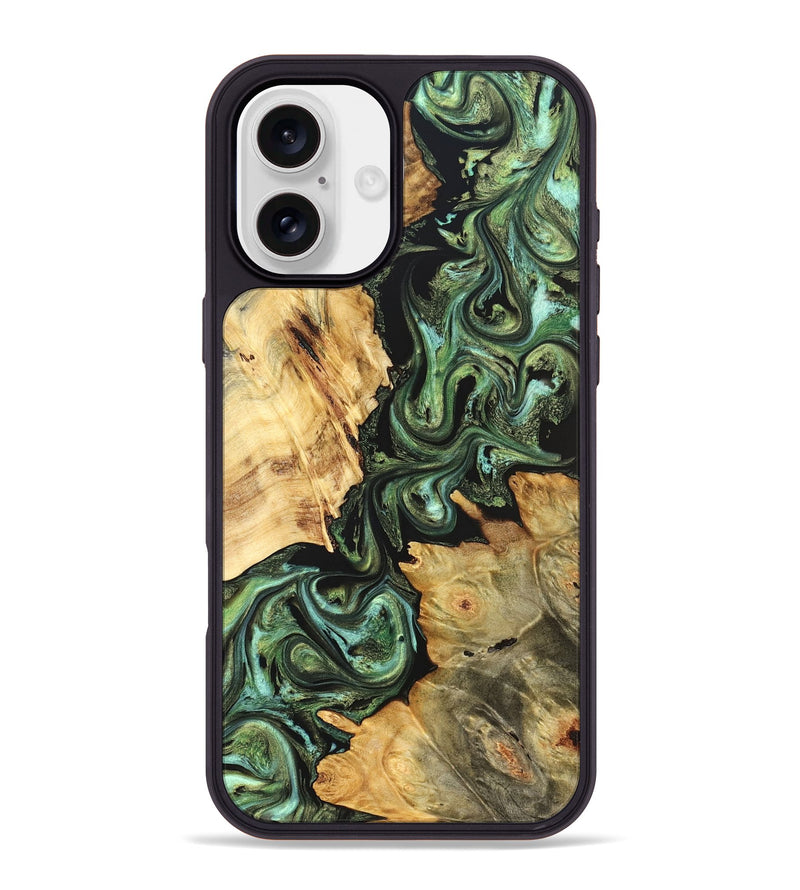 iPhone 16 Plus Wood Phone Case - Shanta (Green, 823451)
