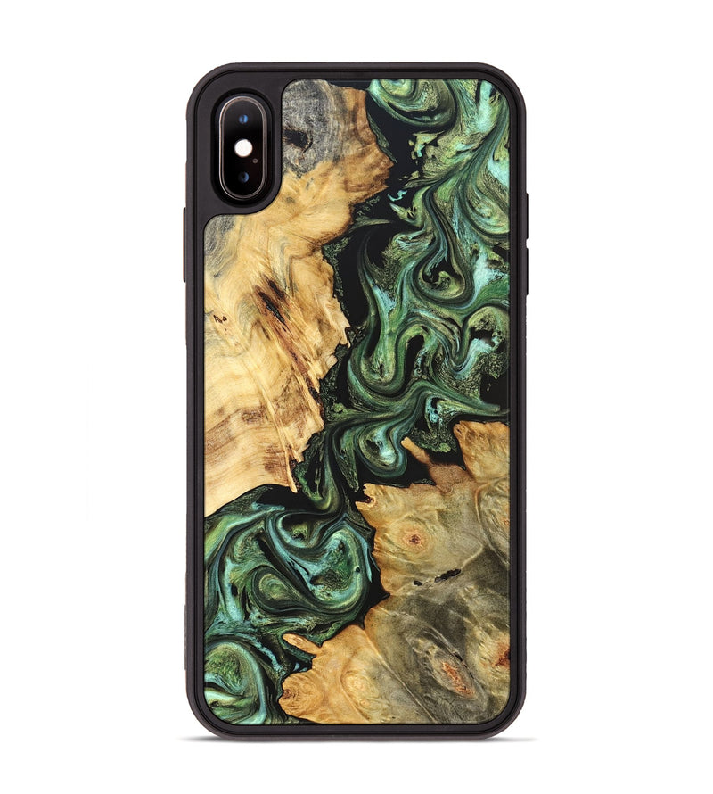 iPhone Xs Max Wood Phone Case - Shanta (Green, 823451)