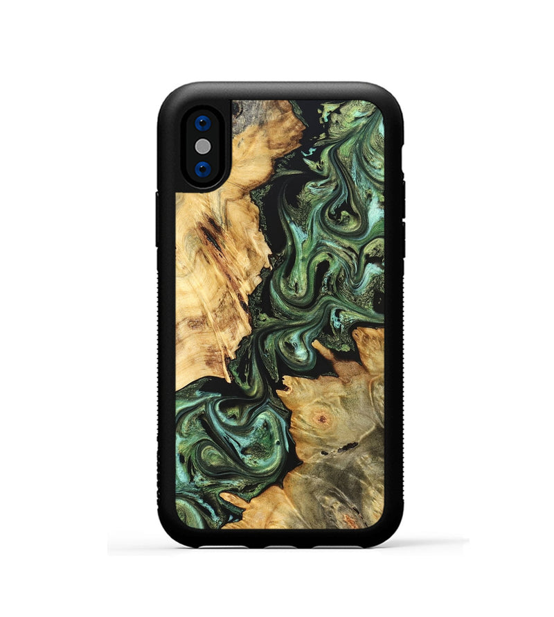 iPhone Xs Wood Phone Case - Shanta (Green, 823451)