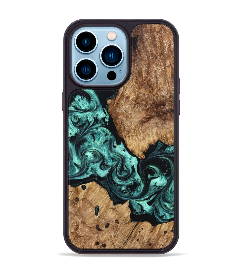 iPhone 14 Pro Max Wood Phone Case - Artie (Green, 823452)