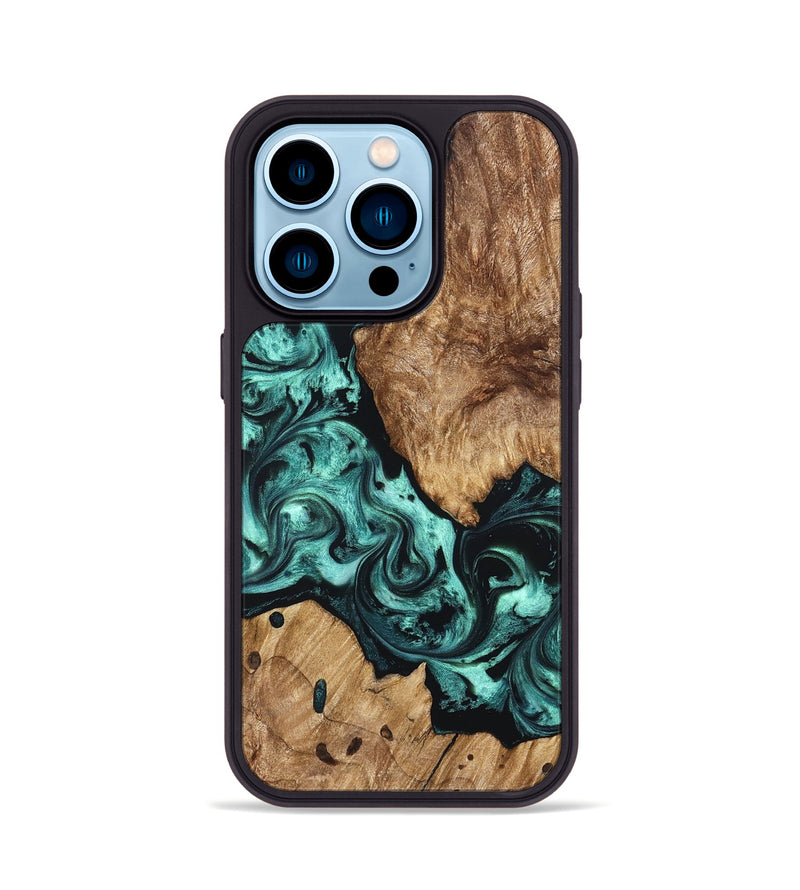 iPhone 14 Pro Wood Phone Case - Artie (Green, 823452)
