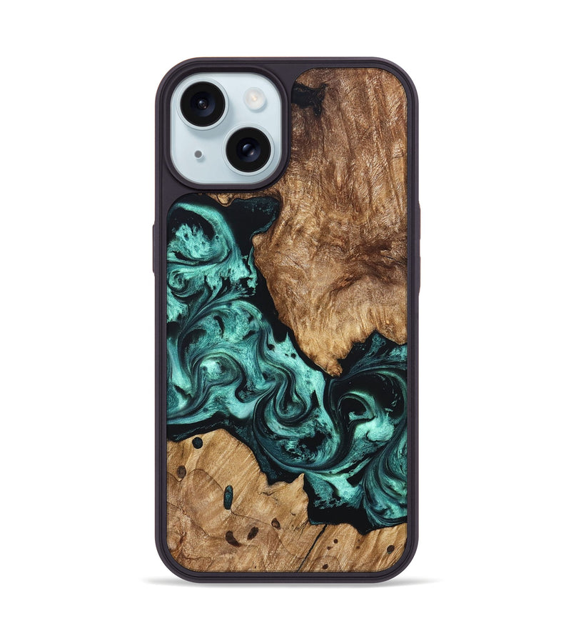 iPhone 15 Wood Phone Case - Artie (Green, 823452)