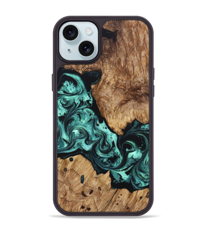 iPhone 15 Plus Wood Phone Case - Artie (Green, 823452)