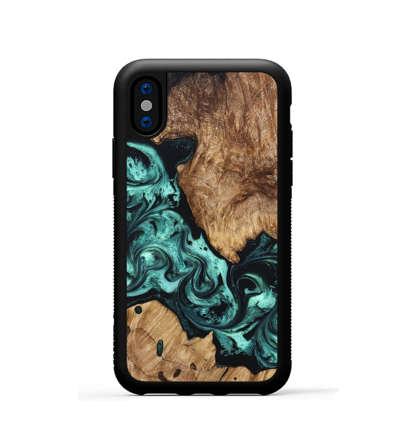 iPhone Xs Wood Phone Case - Artie (Green, 823452)
