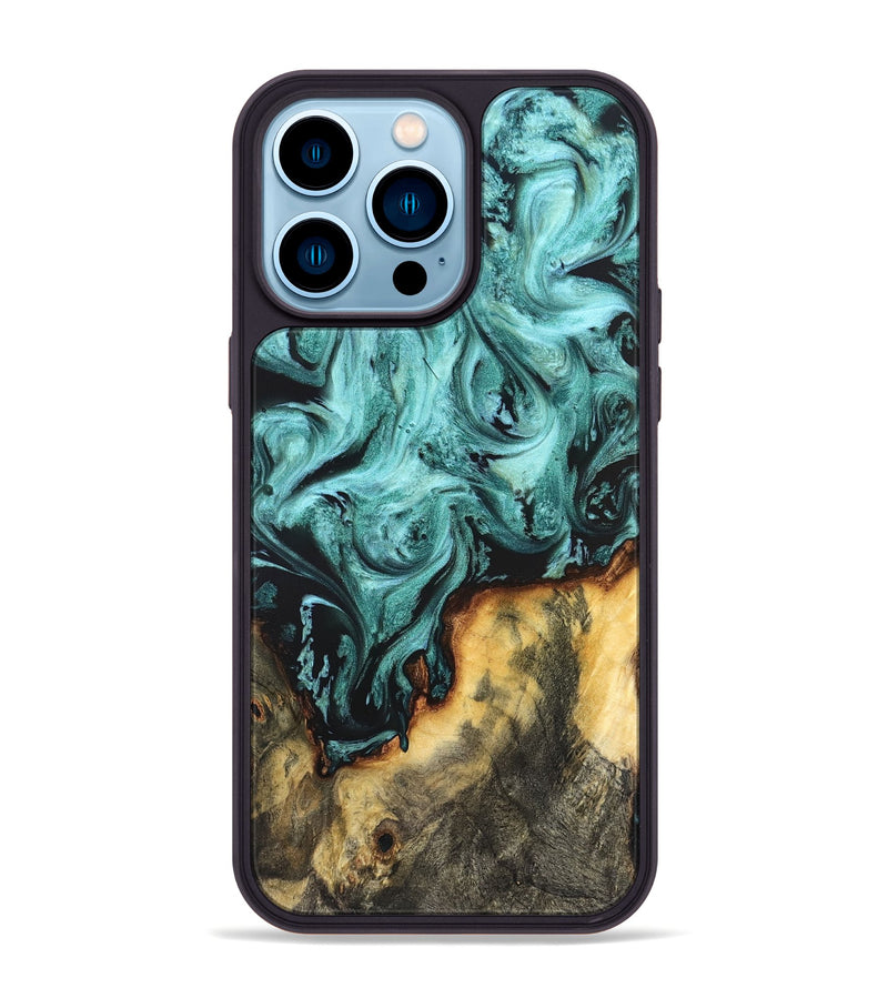 iPhone 14 Pro Max Wood Phone Case - Zackery (Green, 823453)