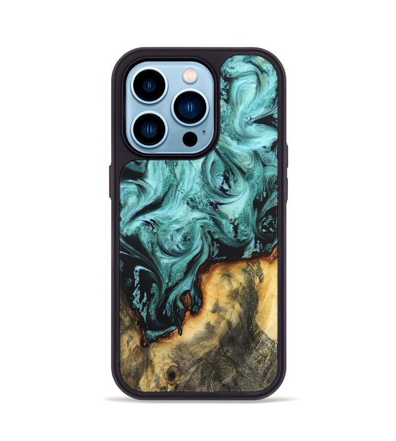 iPhone 14 Pro Wood Phone Case - Zackery (Green, 823453)
