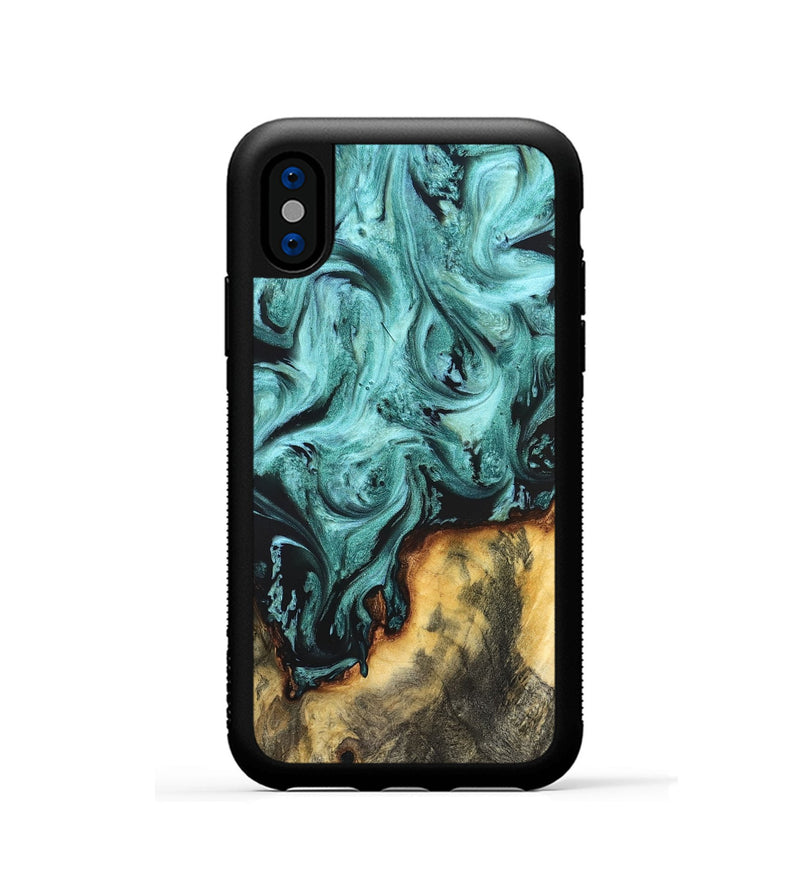 iPhone Xs Wood Phone Case - Zackery (Green, 823453)