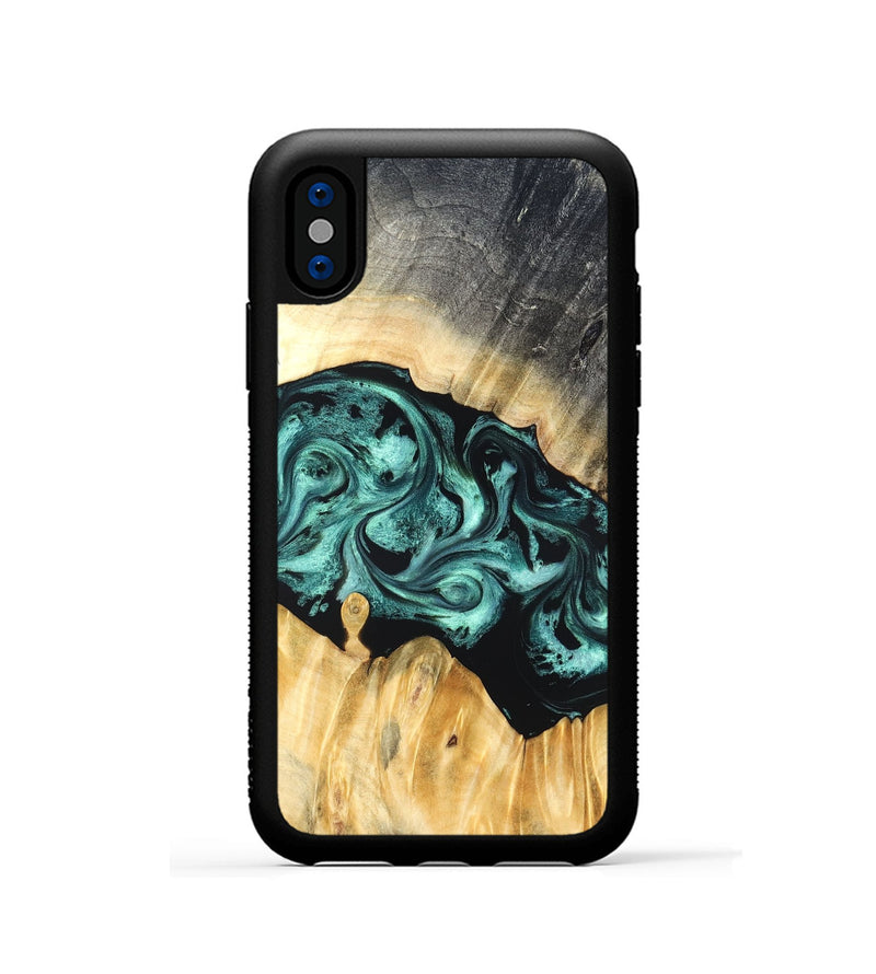 iPhone Xs Wood Phone Case - Talon (Green, 823454)