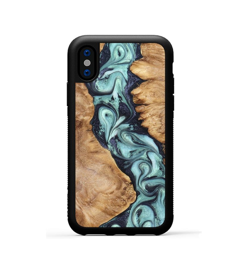 iPhone Xs Wood Phone Case - Catina (Green, 823455)