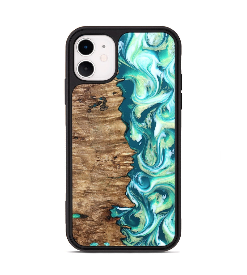 iPhone 11 Wood Phone Case - Stacia (Green, 823456)