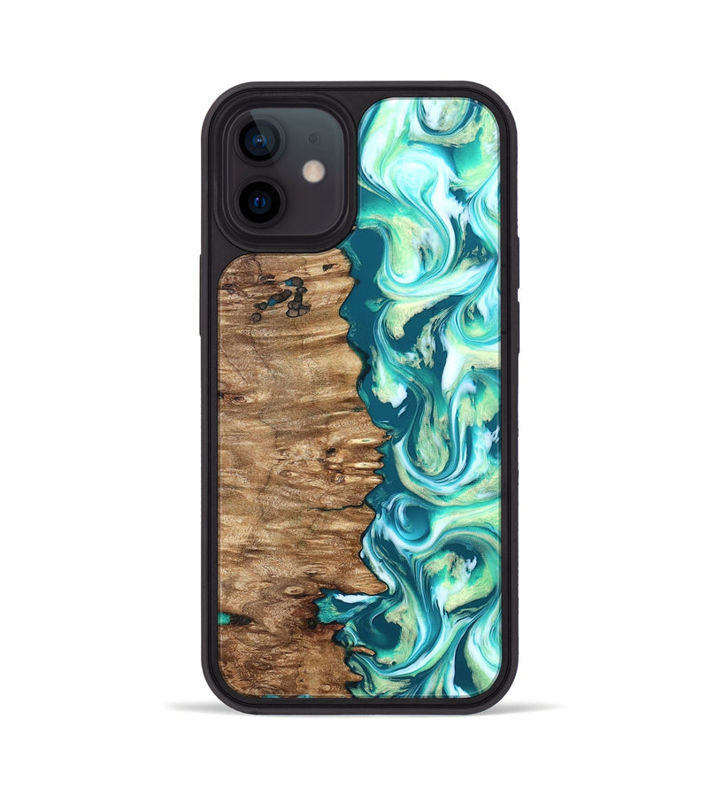 iPhone 12 Wood Phone Case - Stacia (Green, 823456)