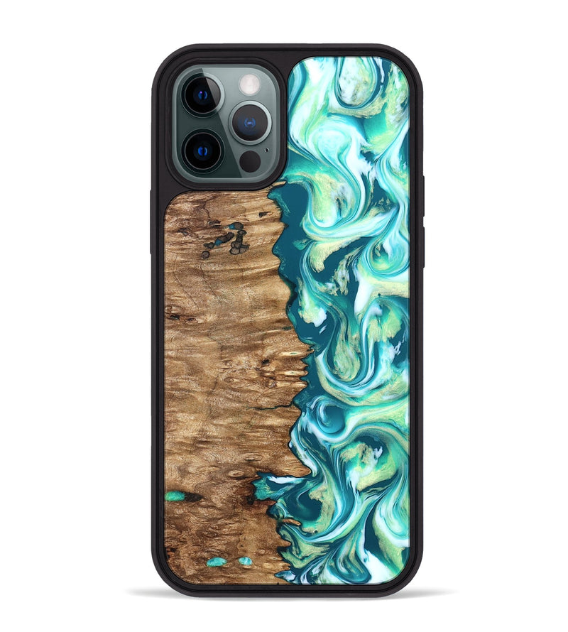 iPhone 12 Pro Max Wood Phone Case - Stacia (Green, 823456)
