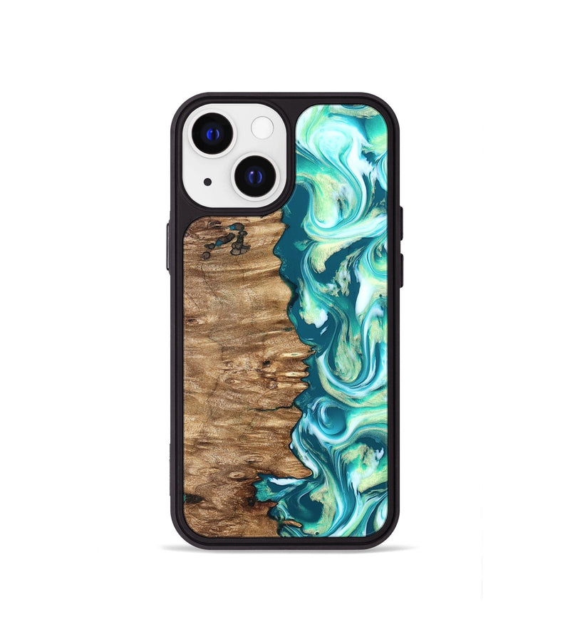 iPhone 13 mini Wood Phone Case - Stacia (Green, 823456)