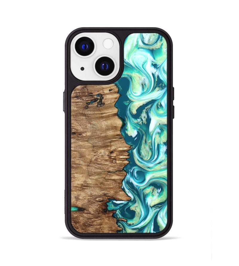 iPhone 13 Wood Phone Case - Stacia (Green, 823456)