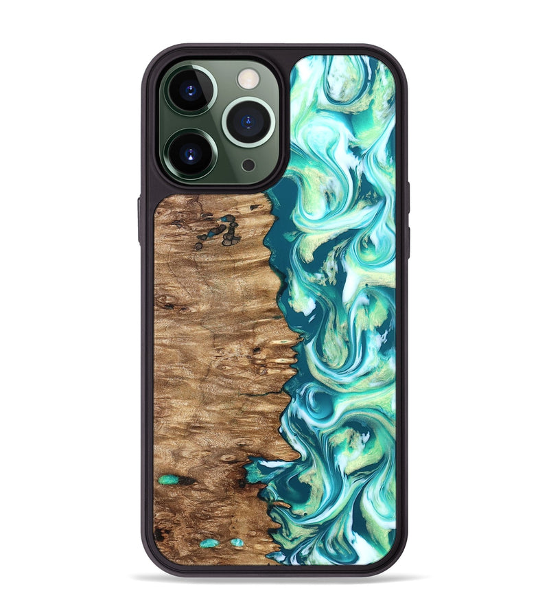 iPhone 13 Pro Max Wood Phone Case - Stacia (Green, 823456)