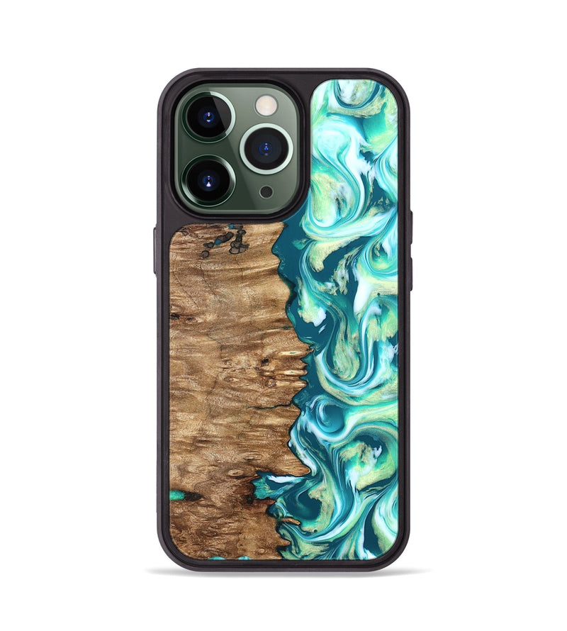 iPhone 13 Pro Wood Phone Case - Stacia (Green, 823456)