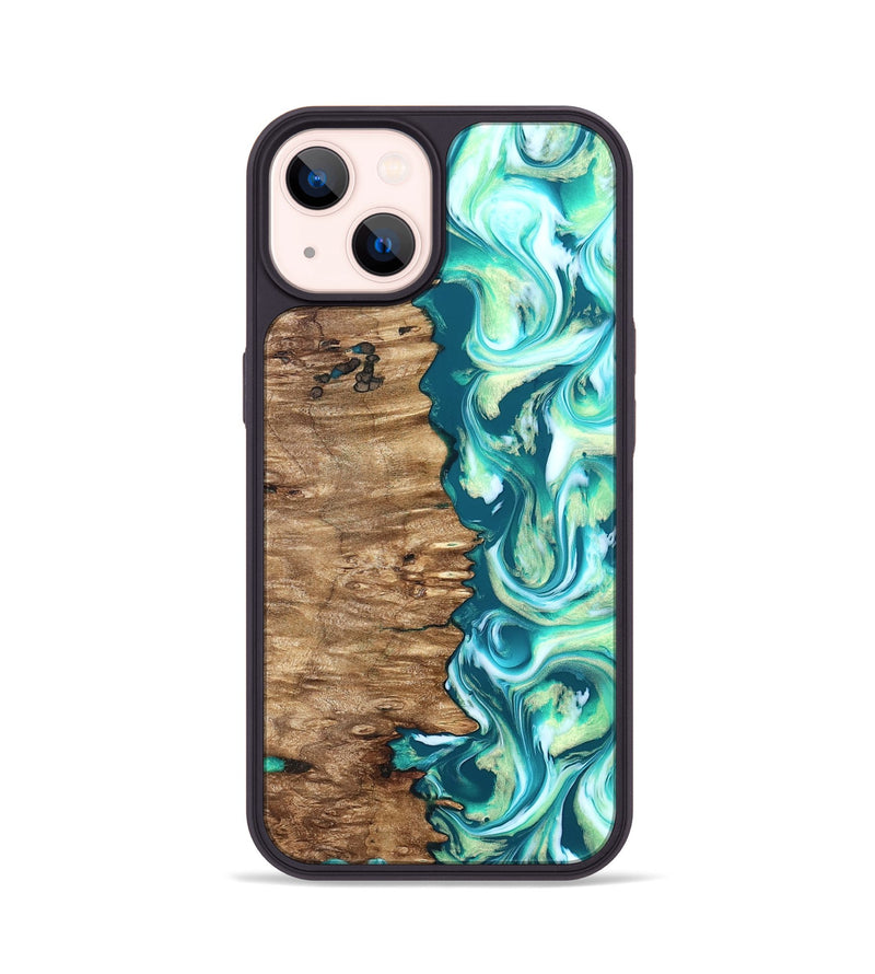 iPhone 14 Wood Phone Case - Stacia (Green, 823456)