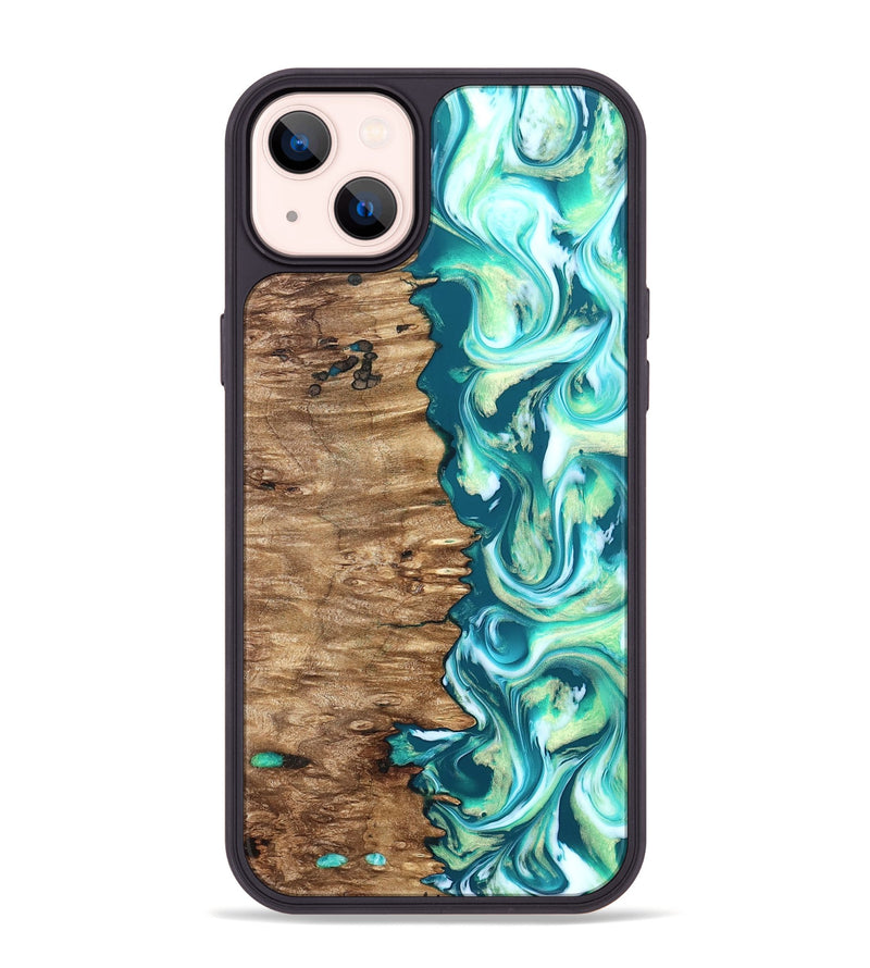 iPhone 14 Plus Wood Phone Case - Stacia (Green, 823456)