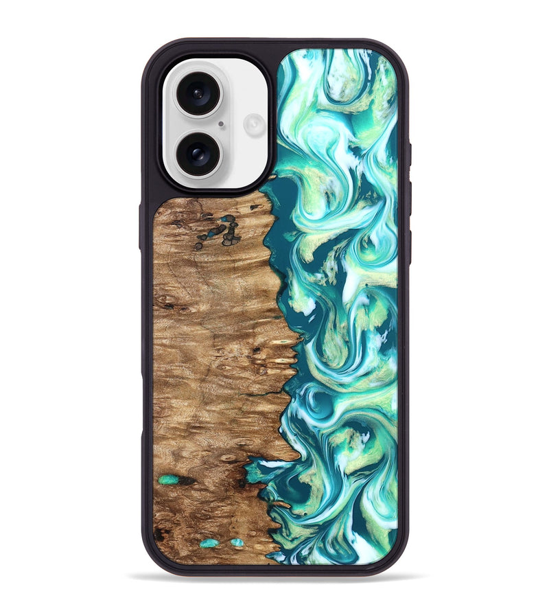 iPhone 16 Plus Wood Phone Case - Stacia (Green, 823456)