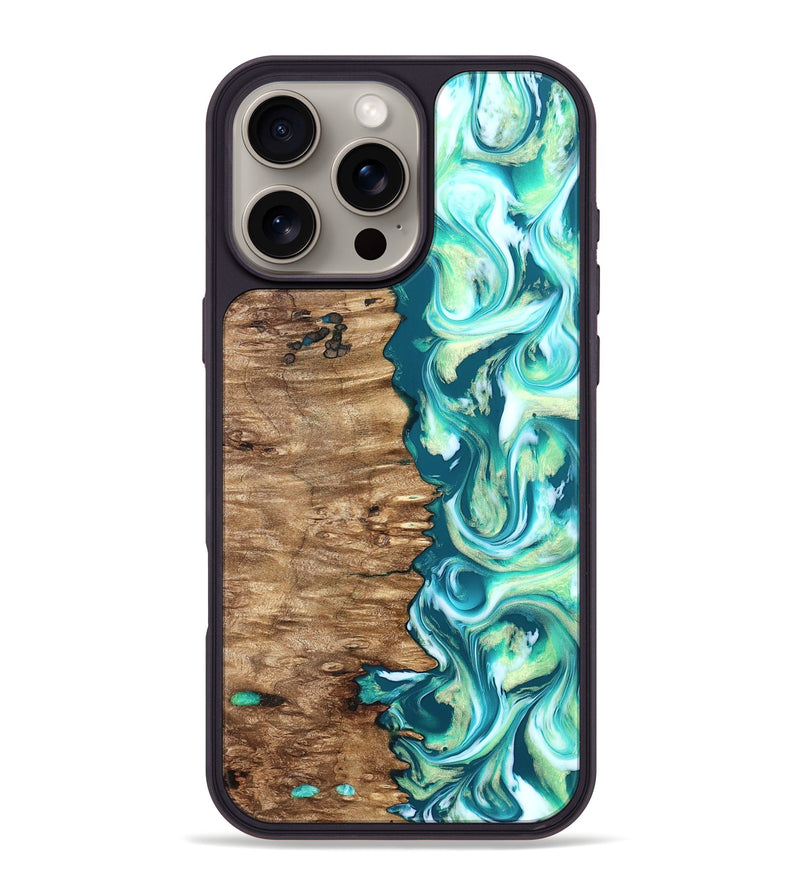 iPhone 16 Pro Max Wood Phone Case - Stacia (Green, 823456)