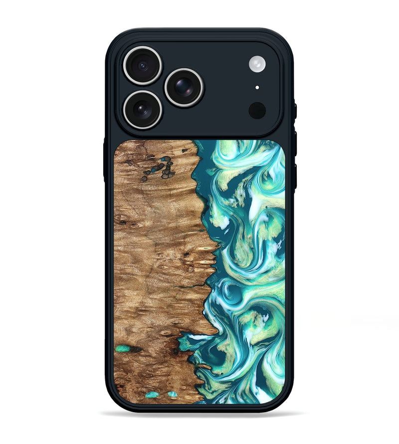 iPhone 17 Pro Max Wood Phone Case - Stacia (Green, 823456)