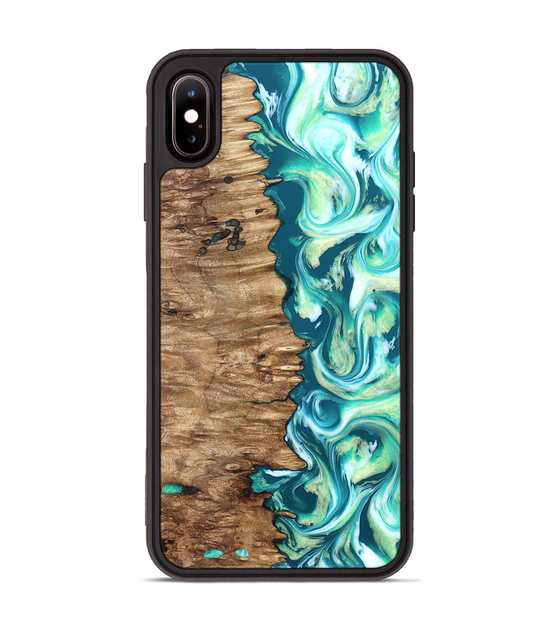 iPhone Xs Max Wood Phone Case - Stacia (Green, 823456)