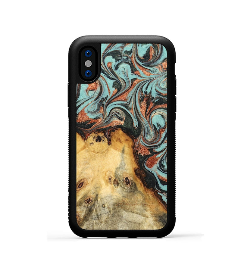 iPhone Xs Wood Phone Case - Glenda (Green, 823457)