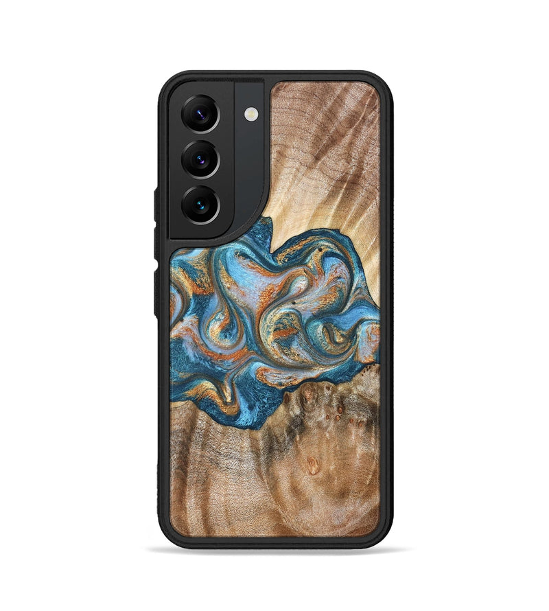Galaxy S22 Wood Phone Case - Aracely (Teal & Gold, 823459)