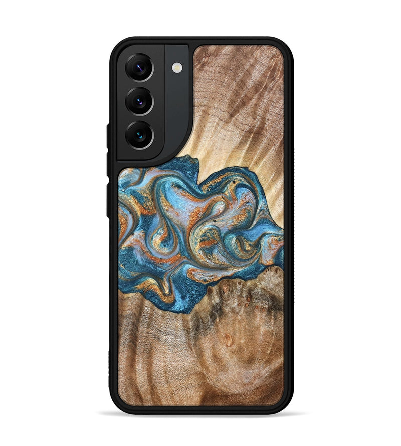 Galaxy S22 Plus Wood Phone Case - Aracely (Teal & Gold, 823459)
