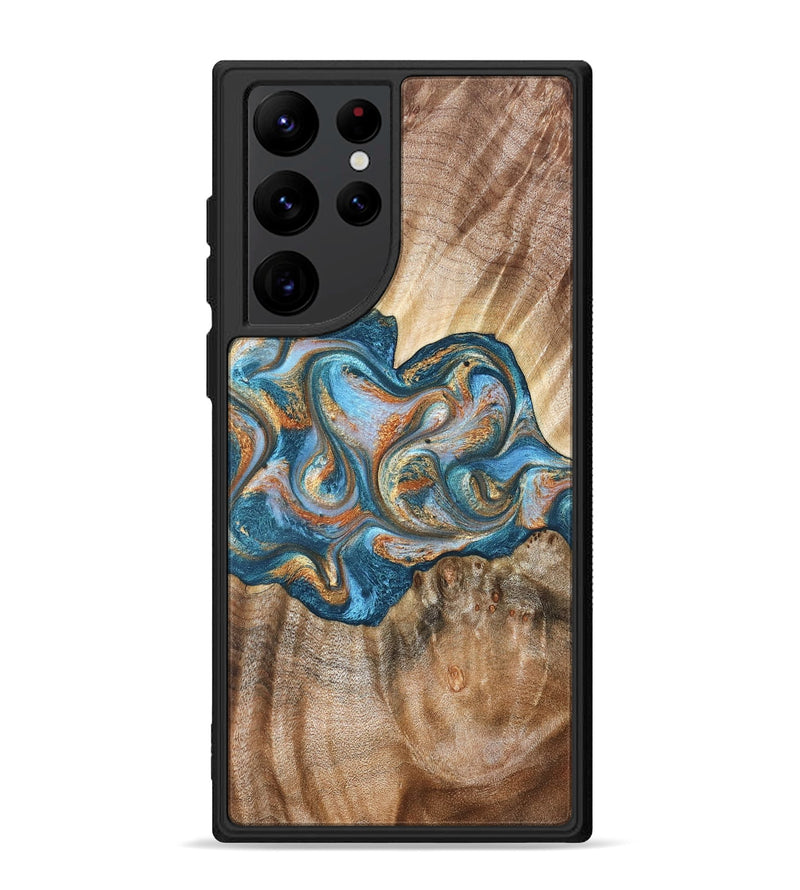 Galaxy S22 Ultra Wood Phone Case - Aracely (Teal & Gold, 823459)