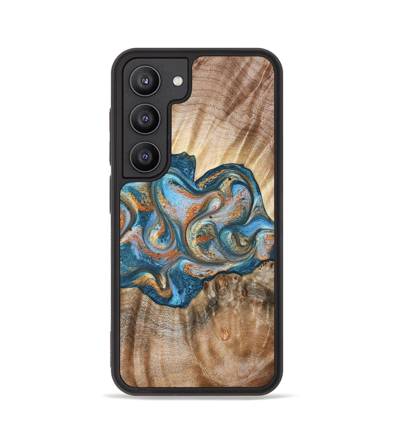 Galaxy S23 Wood Phone Case - Aracely (Teal & Gold, 823459)