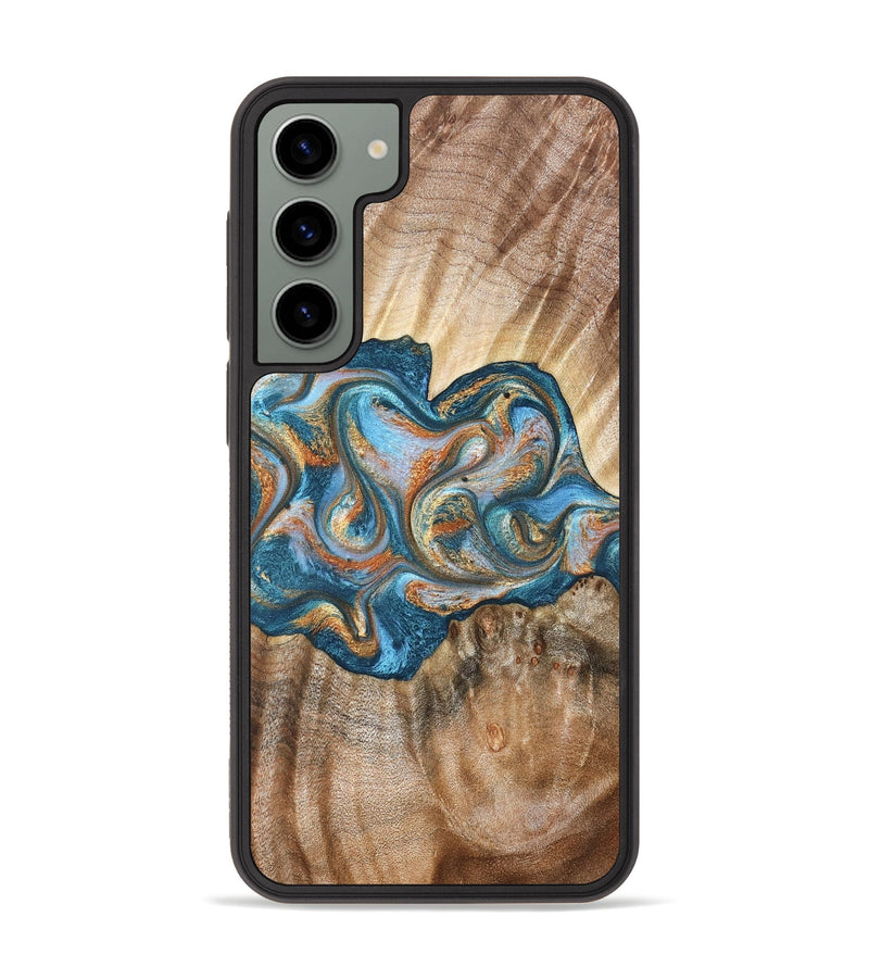 Galaxy S23 Plus Wood Phone Case - Aracely (Teal & Gold, 823459)