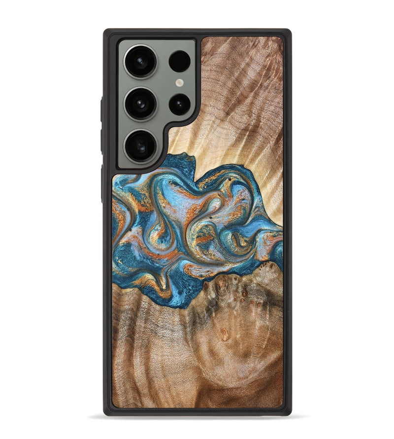 Galaxy S23 Ultra Wood Phone Case - Aracely (Teal & Gold, 823459)