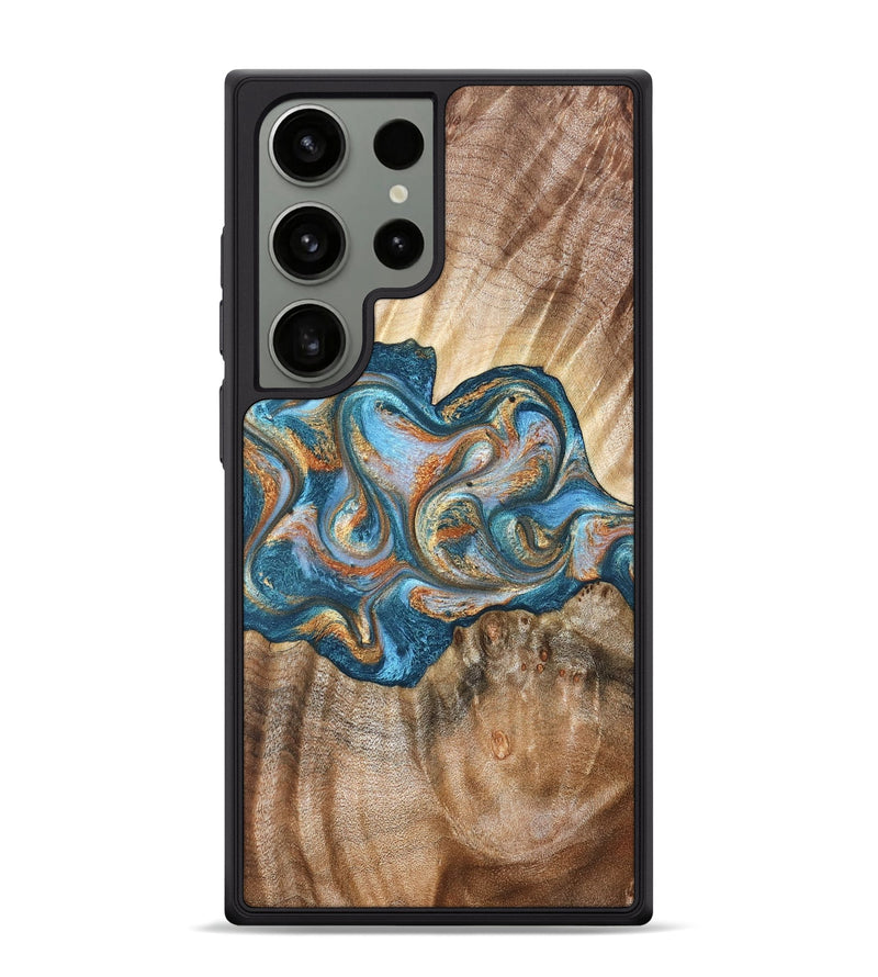 Galaxy S24 Ultra Wood Phone Case - Aracely (Teal & Gold, 823459)