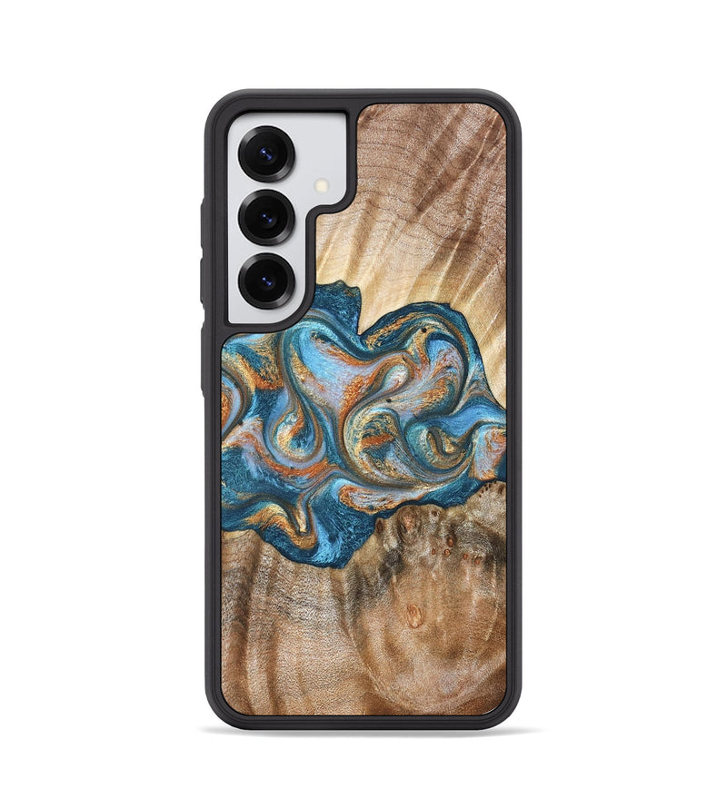 Galaxy S25 Wood Phone Case - Aracely (Teal & Gold, 823459)