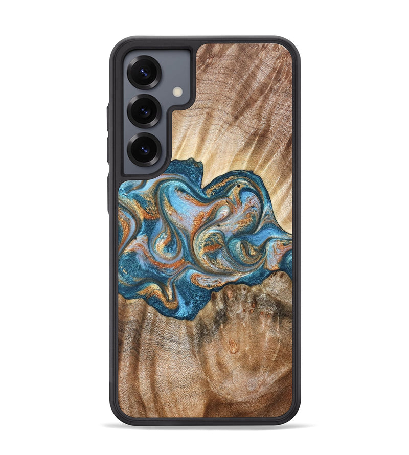 Galaxy S25 Plus Wood Phone Case - Aracely (Teal & Gold, 823459)