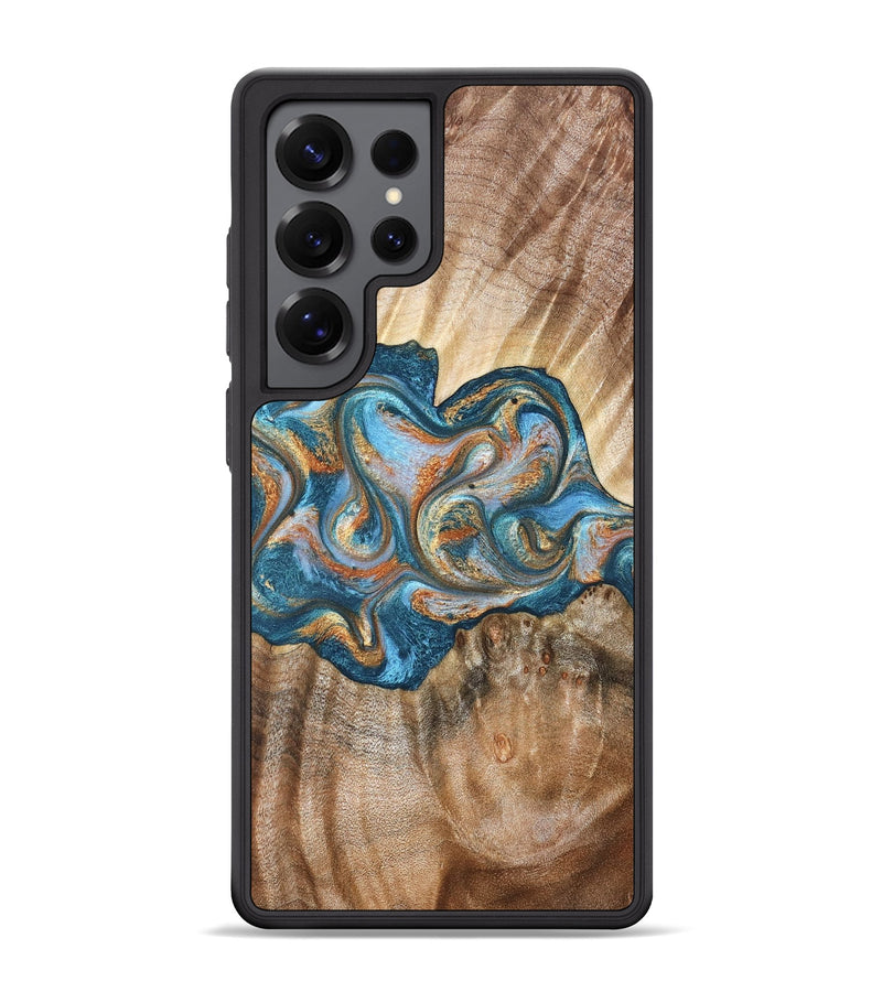 Galaxy S25 Ultra Wood Phone Case - Aracely (Teal & Gold, 823459)